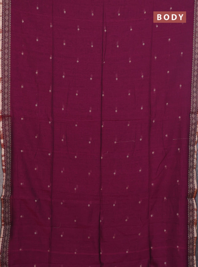 Bengal cotton saree purple with thread woven buttas and thread & zari woven border