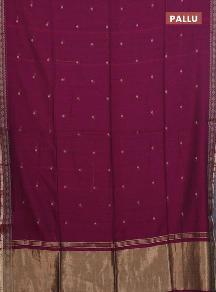 Bengal cotton saree purple with thread woven buttas and thread & zari woven border
