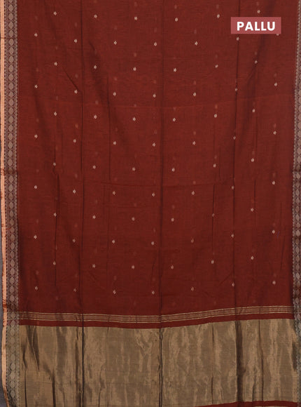 Bengal cotton saree rust shade with thread woven buttas and thread & zari woven border