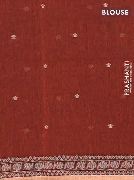 Bengal cotton saree rust shade with thread woven buttas and thread & zari woven border