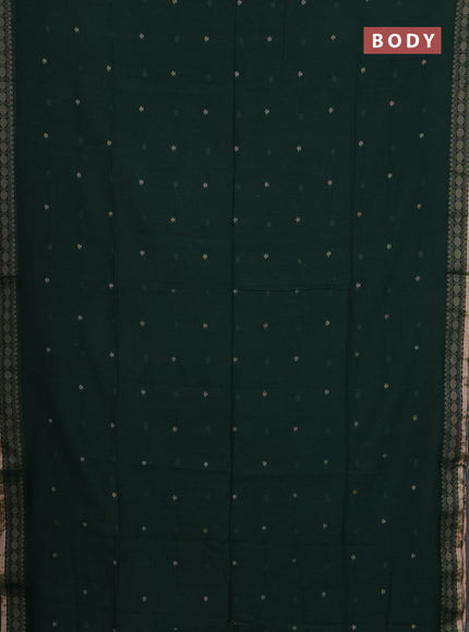 Bengal cotton saree bottle green with thread woven buttas and thread & zari woven border
