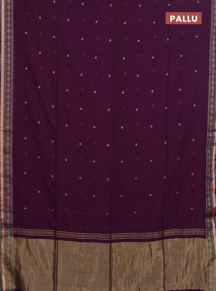 Bengal cotton saree deep purple with thread woven buttas and thread & zari woven border