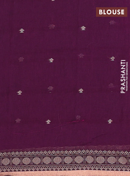 Bengal cotton saree deep purple with thread woven buttas and thread & zari woven border