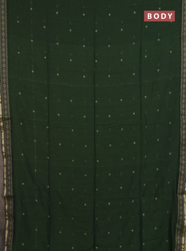 Bengal cotton saree green shade with thread woven buttas and thread & zari woven border