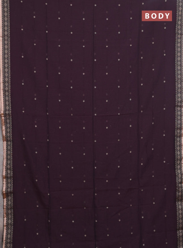 Bengal cotton saree deep wine shade with thread woven buttas and thread & zari woven border