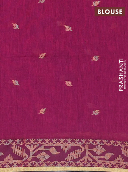 Bengal cotton saree peacock green with thread woven buttas and thread & zari woven border