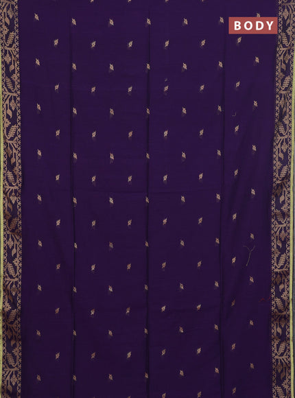 Bengal cotton saree purple with thread woven buttas and thread & zari woven border