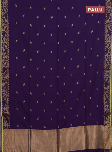 Bengal cotton saree purple with thread woven buttas and thread & zari woven border