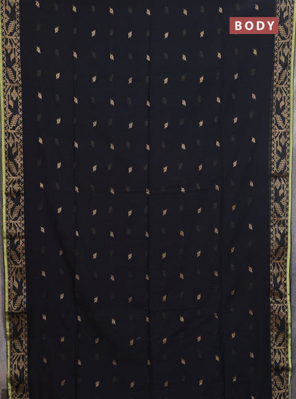 Bengal cotton saree black with thread woven buttas and thread & zari woven border