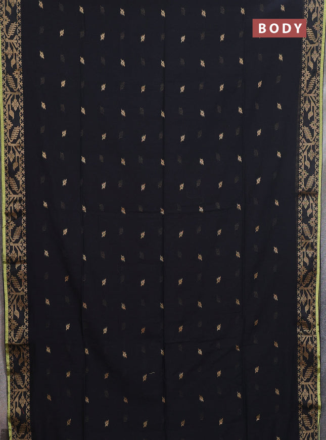 Bengal cotton saree black with thread woven buttas and thread & zari woven border