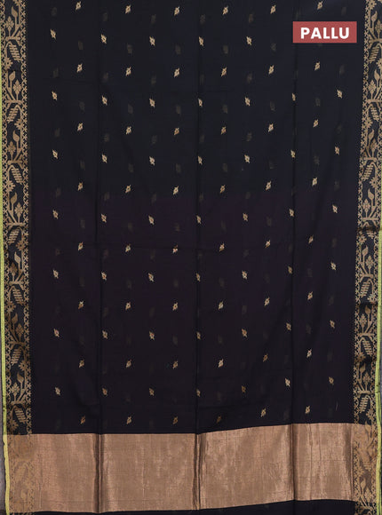 Bengal cotton saree black with thread woven buttas and thread & zari woven border