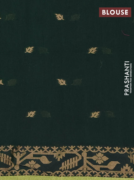 Bengal cotton saree dark magenta pink with thread woven buttas and thread & zari woven border