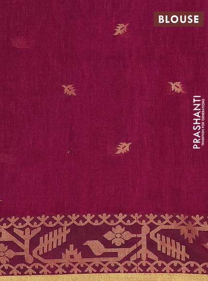 Bengal cotton saree blue shade with thread woven buttas and thread & zari woven border