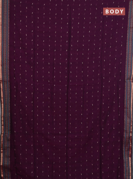 Bengal cotton saree purple with thread woven buttas and thread & zari woven border