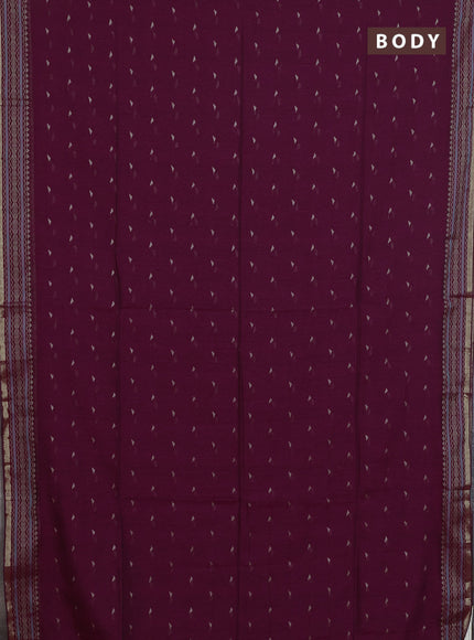 Bengal cotton saree dark magenta pink with thread woven buttas and thread & zari woven border
