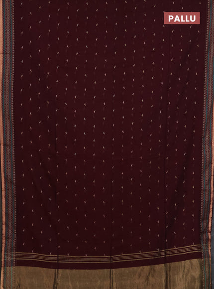 Bengal cotton saree deep maroon with thread woven buttas and thread & zari woven border