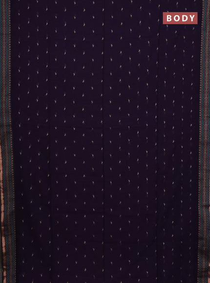 Bengal cotton saree deep violet with thread woven buttas and thread & zari woven border