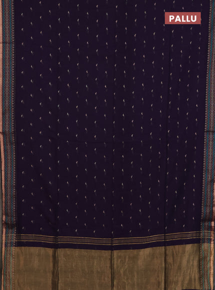 Bengal cotton saree deep violet with thread woven buttas and thread & zari woven border