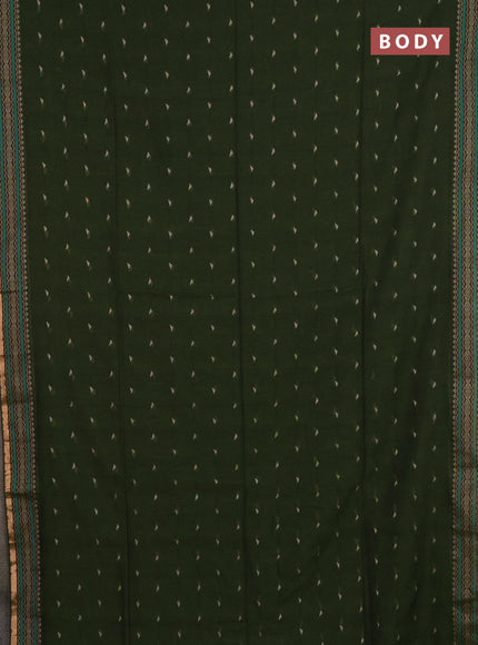 Bengal cotton saree mehendi green with thread woven buttas and thread & zari woven border