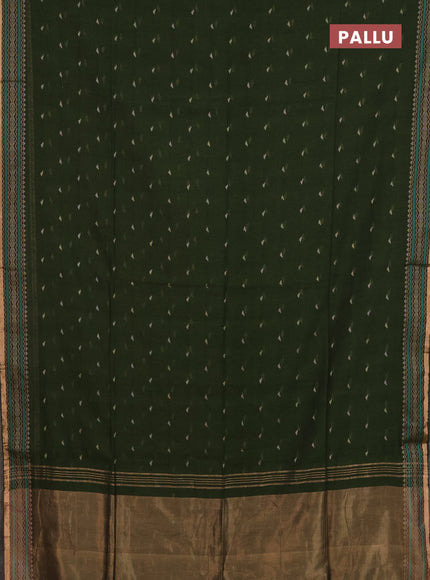 Bengal cotton saree mehendi green with thread woven buttas and thread & zari woven border