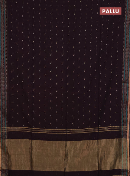 Bengal cotton saree deep wine shade with thread woven buttas and thread & zari woven border