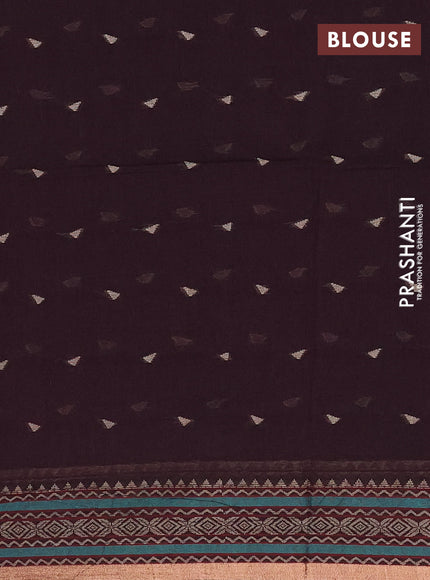 Bengal cotton saree deep wine shade with thread woven buttas and thread & zari woven border