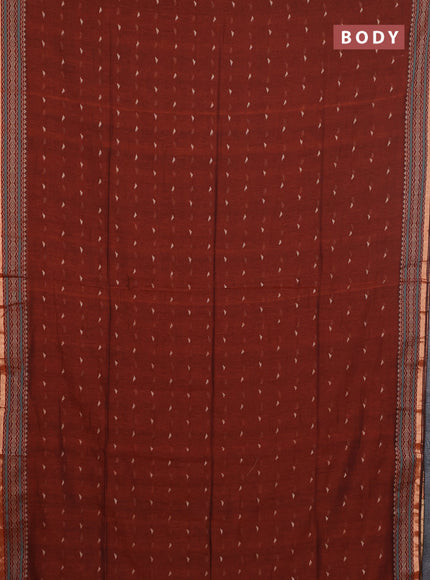 Bengal cotton saree rust shade with thread woven buttas and thread & zari woven border