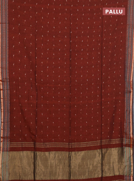 Bengal cotton saree rust shade with thread woven buttas and thread & zari woven border