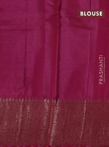 Banarasi tussar silk saree peacock blue and magenta pink with allover thread & zari woven buttas and woven border