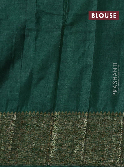 Banarasi tussar silk saree wine shade and green with allover thread & zari woven buttas and woven border