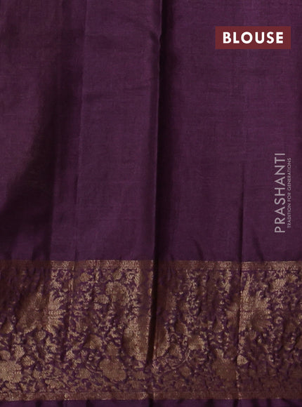 Banarasi tussar silk saree mehendi green and wine shade with allover thread & zari woven buttas and long woven border