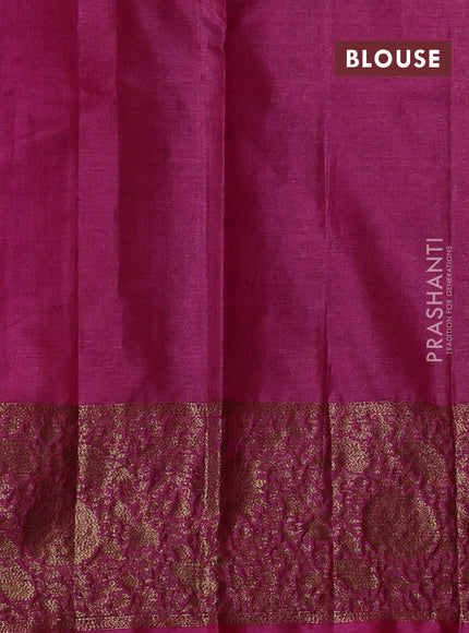 Banarasi tussar silk saree peacock blue and magenta pink with allover thread & zari woven buttas and long woven border