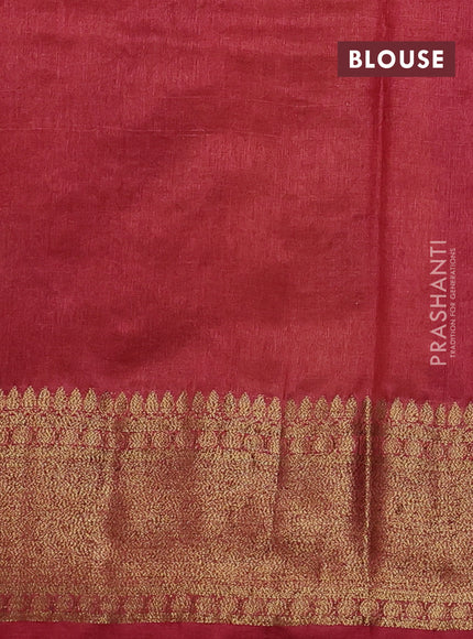 Banarasi tussar silk saree mustard yellow and maroon with allover thread & zari woven buttas and woven border