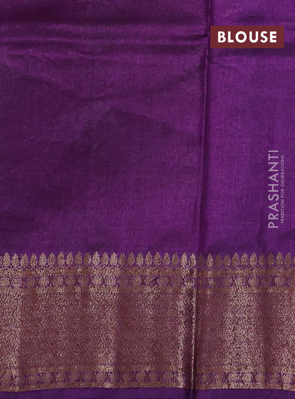 Banarasi tussar silk saree magenta pink and purple with allover thread & zari woven buttas and woven border