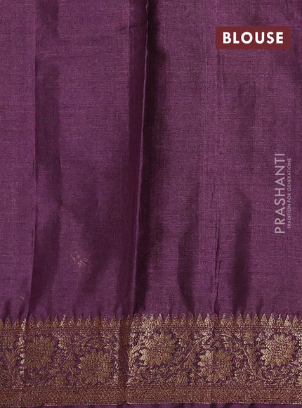 Banarasi tussar silk saree mehendi green and wine shade with allover thread & zari weaves and woven border
