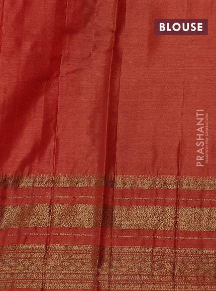 Banarasi tussar silk saree magenta pink and rustic orange with allover thread & zari woven buttas and long woven border