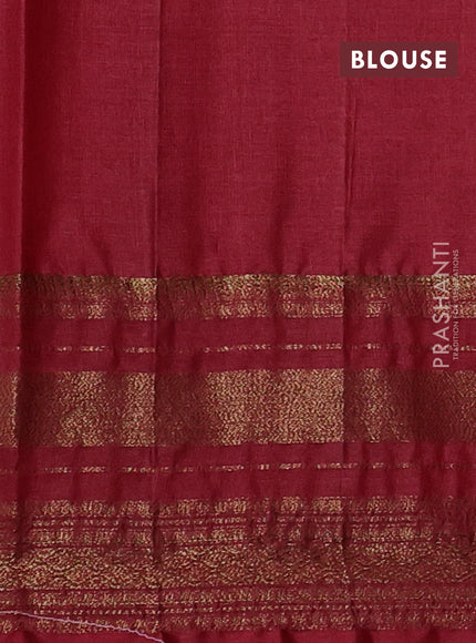 Banarasi tussar silk saree brown and maroon with allover thread & zari woven buttas and long woven border