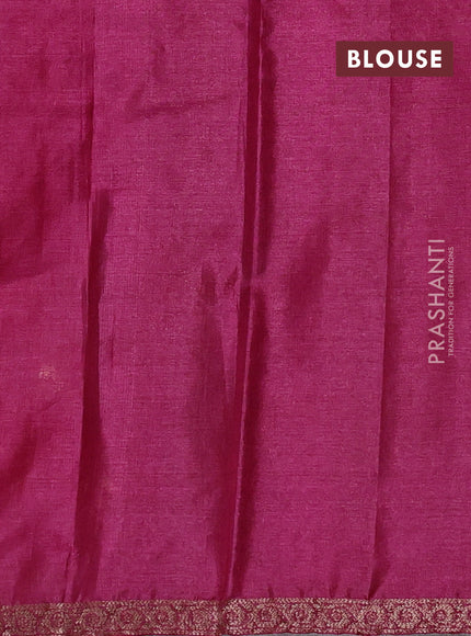 Banarasi tussar silk saree peacock blue and magenta pink with allover thread & zari woven geomatric buttas and small woven border