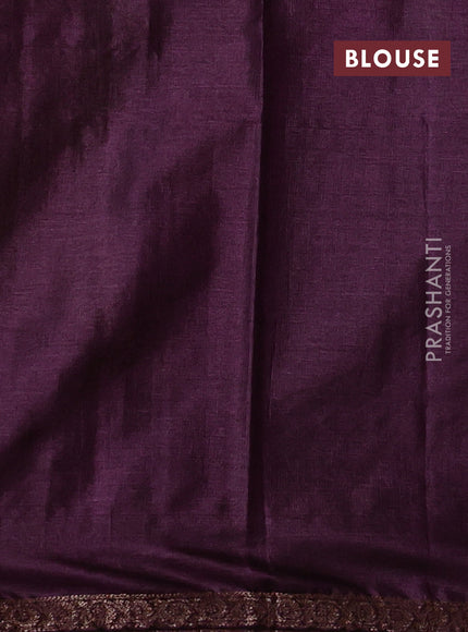 Banarasi tussar silk saree mehendi green and wine shade with allover thread & zari woven buttas and small woven border