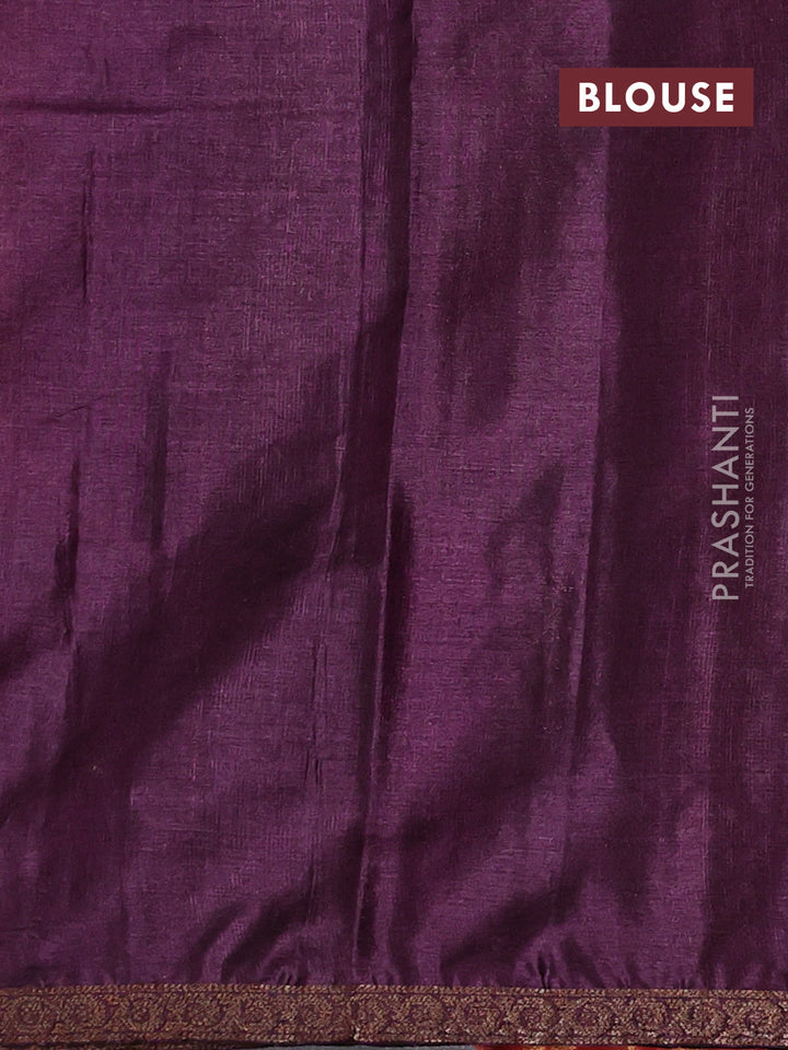 Banarasi tussar silk saree rustic orange and wine shade with allover thread & zari woven buttas and small woven border