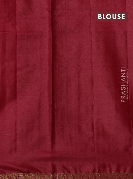Banarasi tussar silk saree brown and maroon with allover thread & zari woven buttas and small woven border