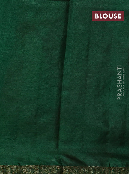 Banarasi tussar silk saree maroon and green with allover thread & zari woven buttas and small woven border
