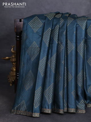 Banarasi tussar silk saree peacock green and magenta pink with allover thread & zari woven buttas and small woven border