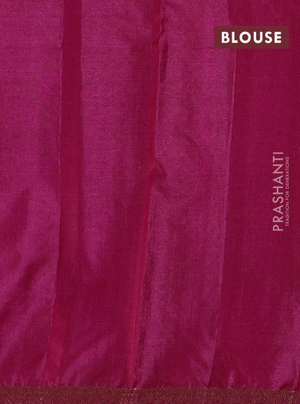 Banarasi tussar silk saree peacock green and magenta pink with allover thread & zari woven buttas and small woven border