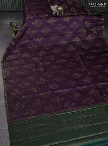 Banarasi tussar silk saree wine shade and green with allover thread & zari woven buttas and small woven border