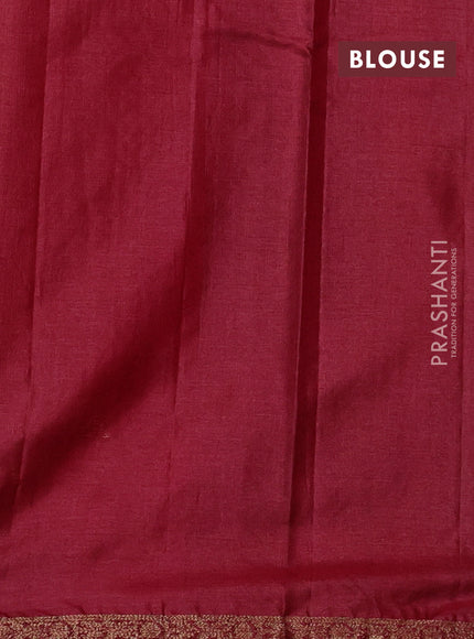 Banarasi tussar silk saree mustard yellow and maroon with allover thread & zari woven buttas and small woven border
