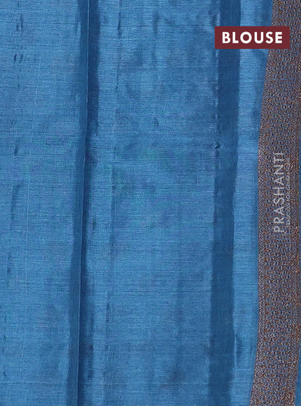 Banarasi tussar silk saree pastel blue with allover thread & zari woven buttas in borderless style
