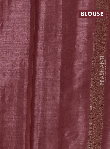 Banarasi tussar silk saree dark peach with allover thread & zari woven buttas in borderless style