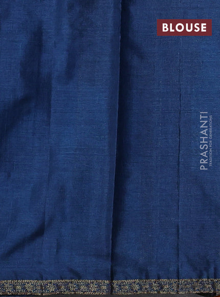 Banarasi tussar silk saree peacock blue with allover thread & zari woven buttas and small woven border