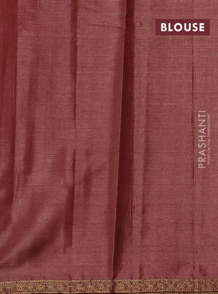 Banarasi tussar silk saree dark peach with allover thread & zari woven buttas and small woven border